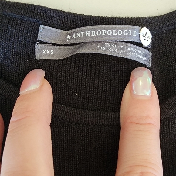 Anthropologie Sleeveless Ribbed Back Black Tank Top Women's Sz XXS. - Picture 5 of 7